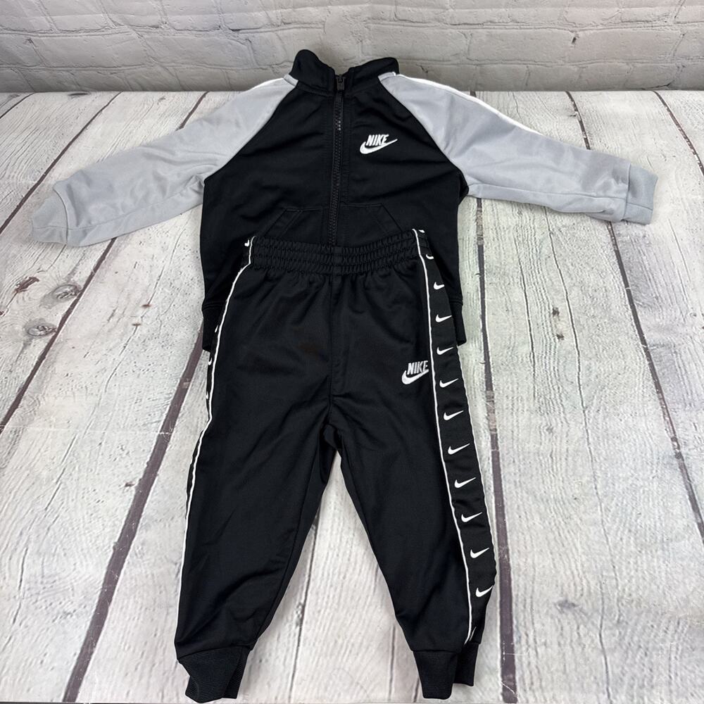 Nike Baby Boys Raglan Track Jacket & Pants Set Black Multi Sz 12 Month - NWOT